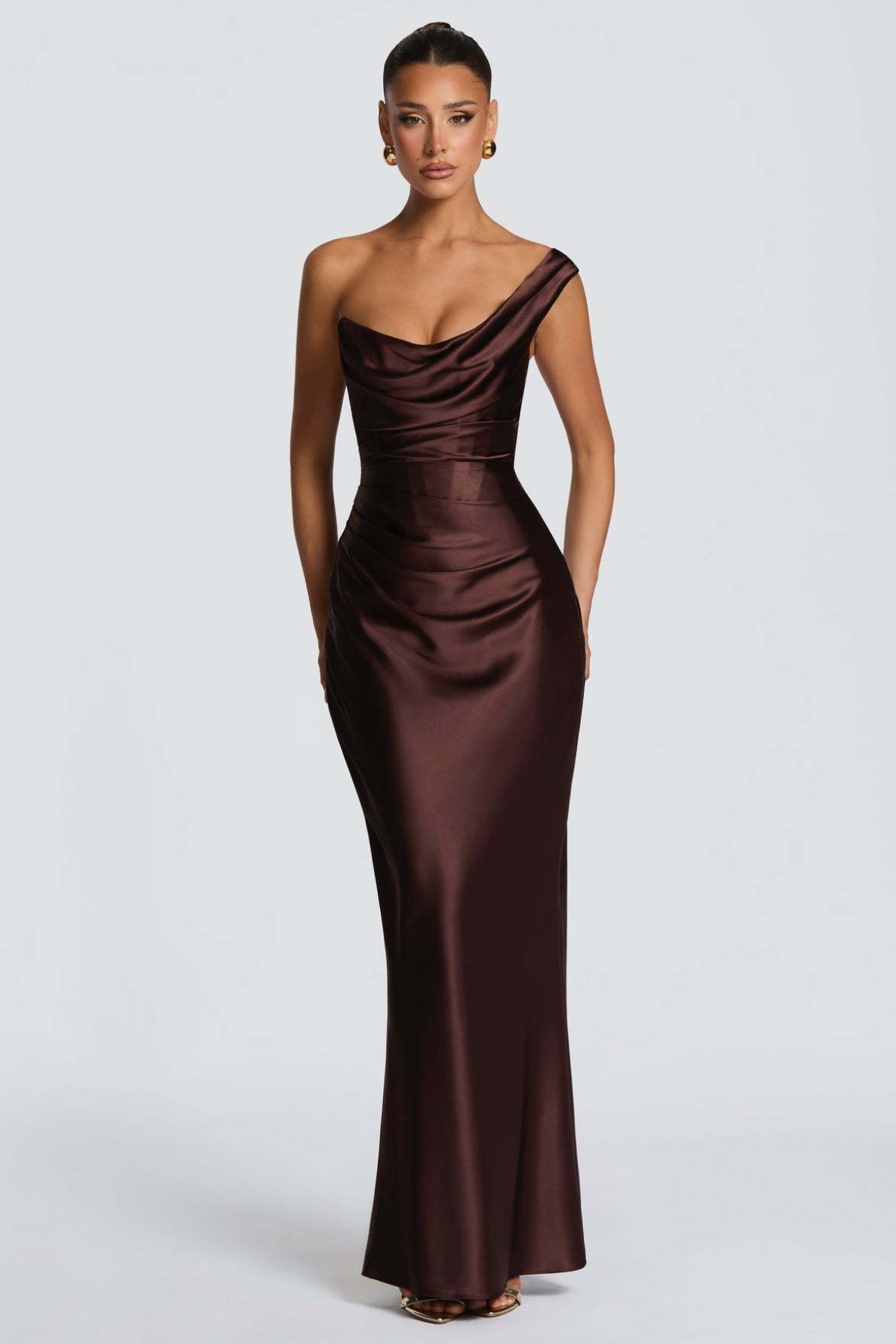 Women's Satin Cowl Neck Mermaid Maxi Dress