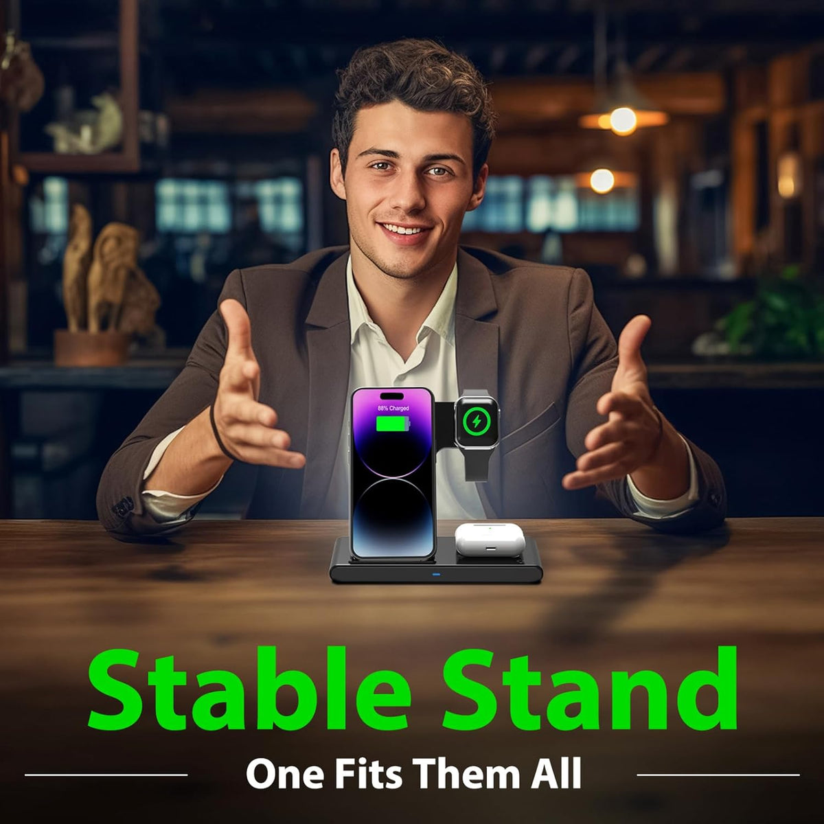 3 IN 1 Wireless Fast Charger Stand For Watch And Airpod