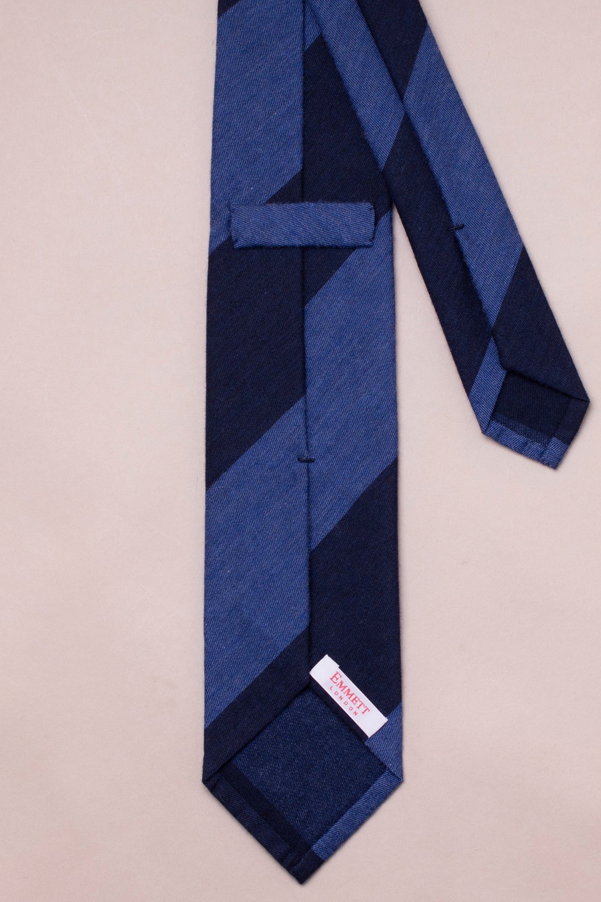 SUPPLIED BY TOM - Navy & Blue Wide Stripe Wool-Silk Tie