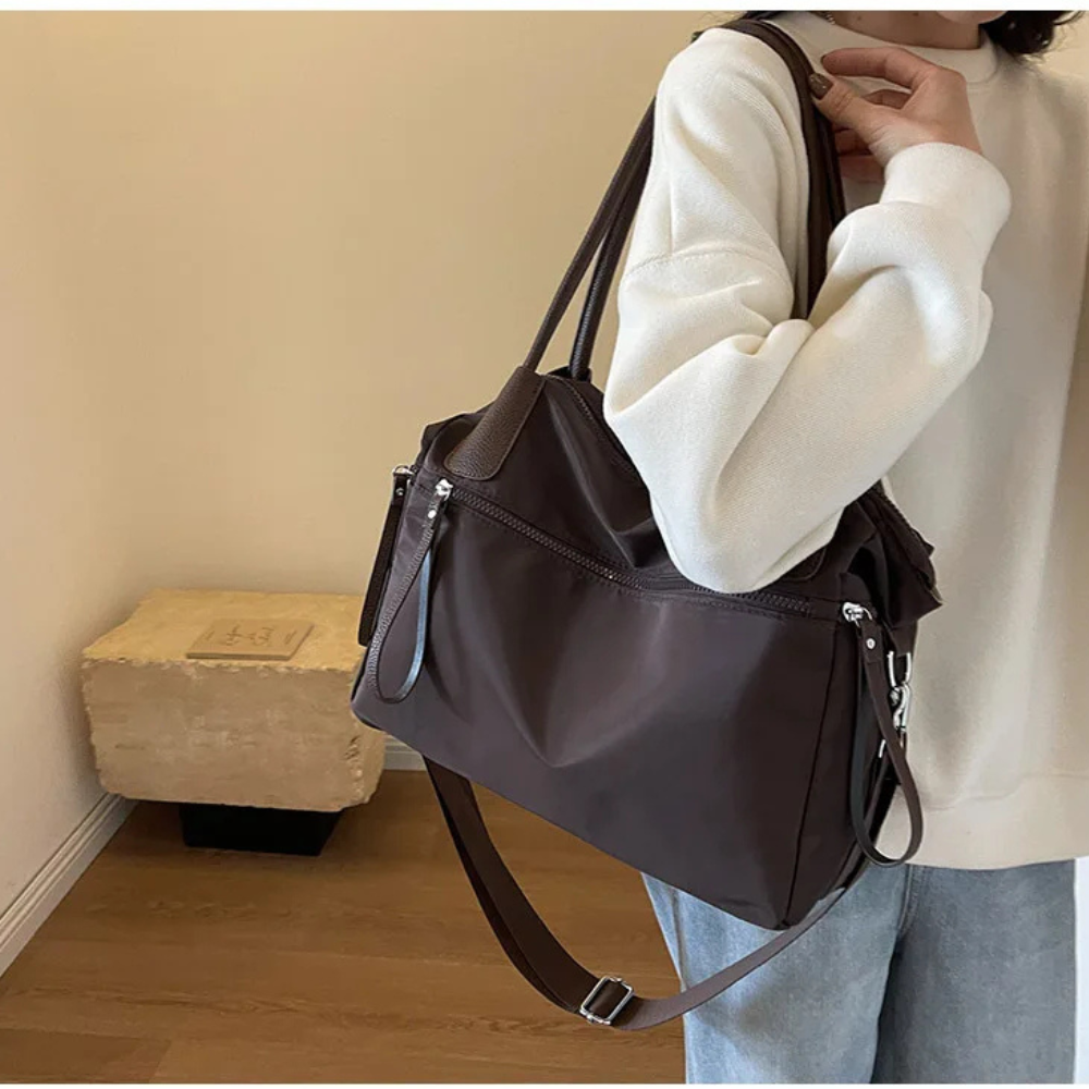Brown Nylon Tote Bag for School – Warm & Durable
