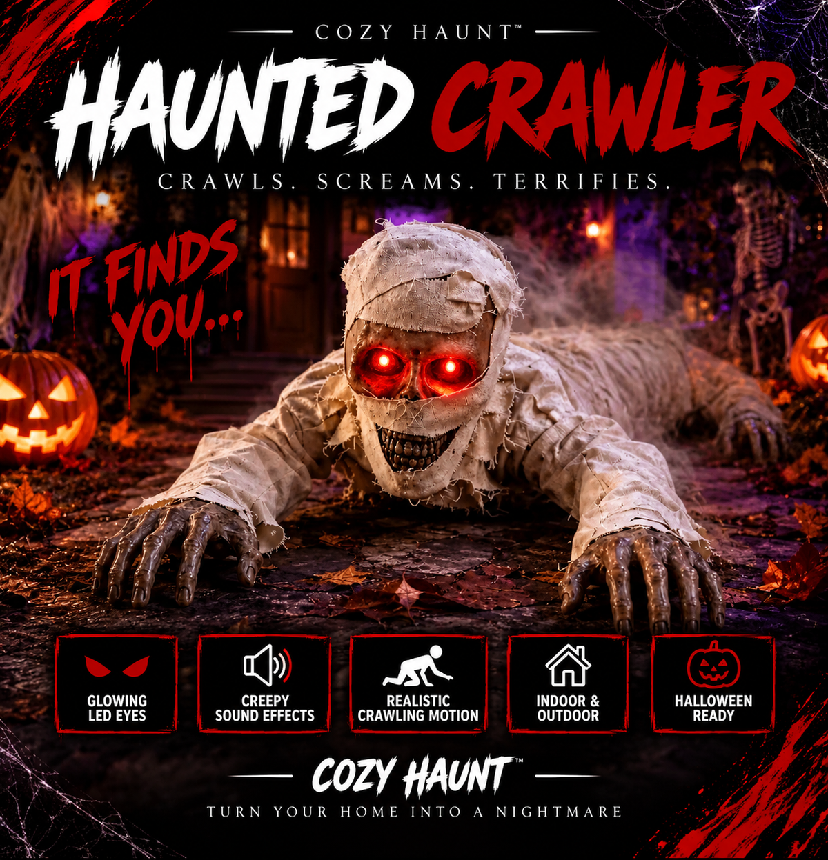 Animated Crawling Zombie Halloween Prop