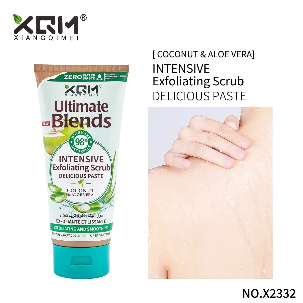 Natural Coconut and Aloe Vera Body Scrub for Women - Deep Cleansing Exfoliating Face Polish to Fade Dark Spots and Nourish All Skin Types