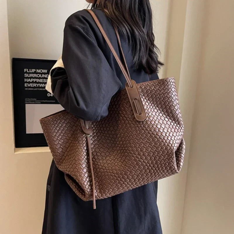 Brown vegan leather work bag