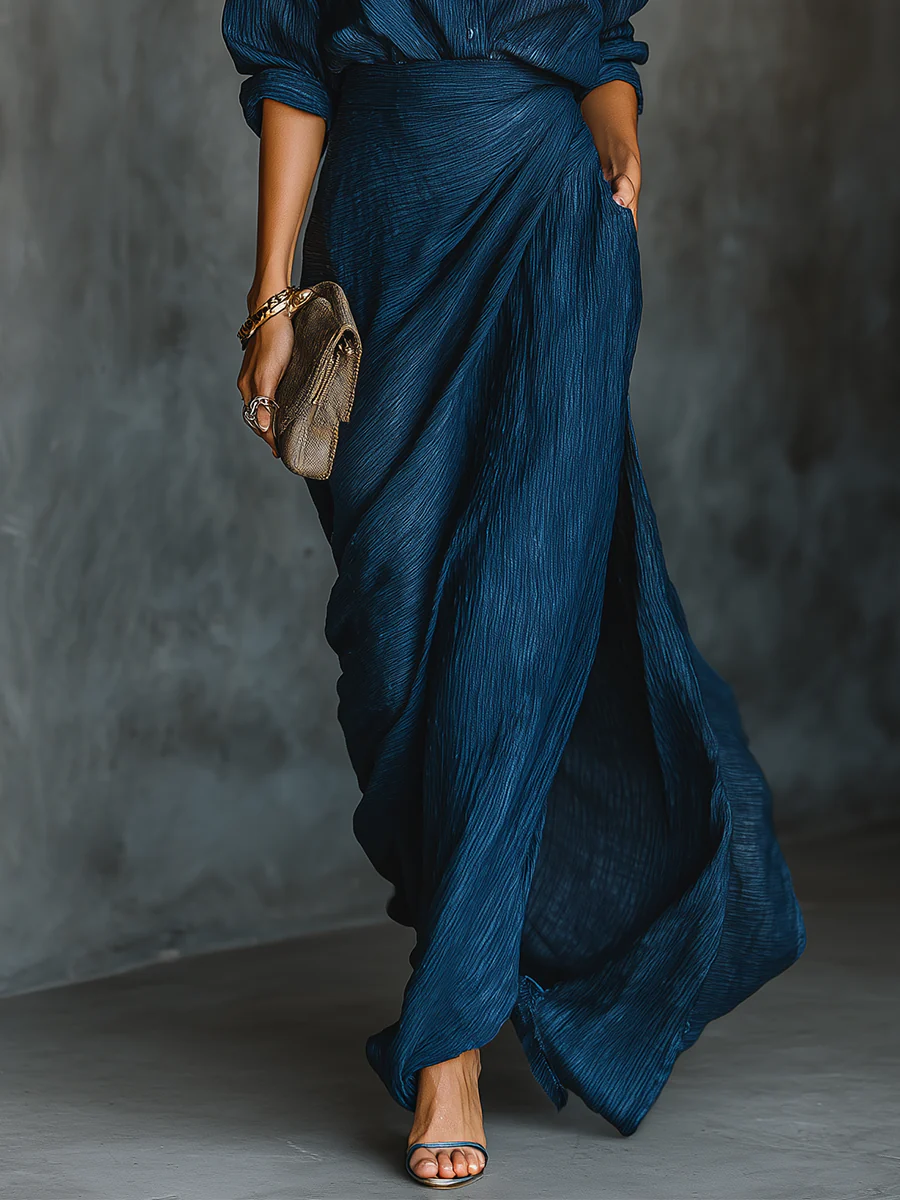 Women's Wrap Top & Maxi Skirt Two-Piece Set