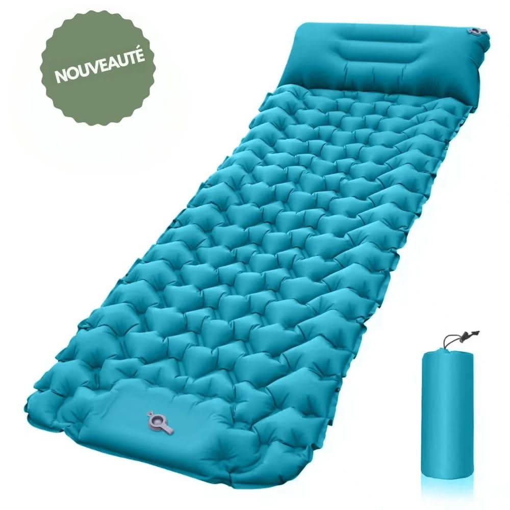 Inflatable Camping Mattress with Foot Pump & Built-In Pillow
