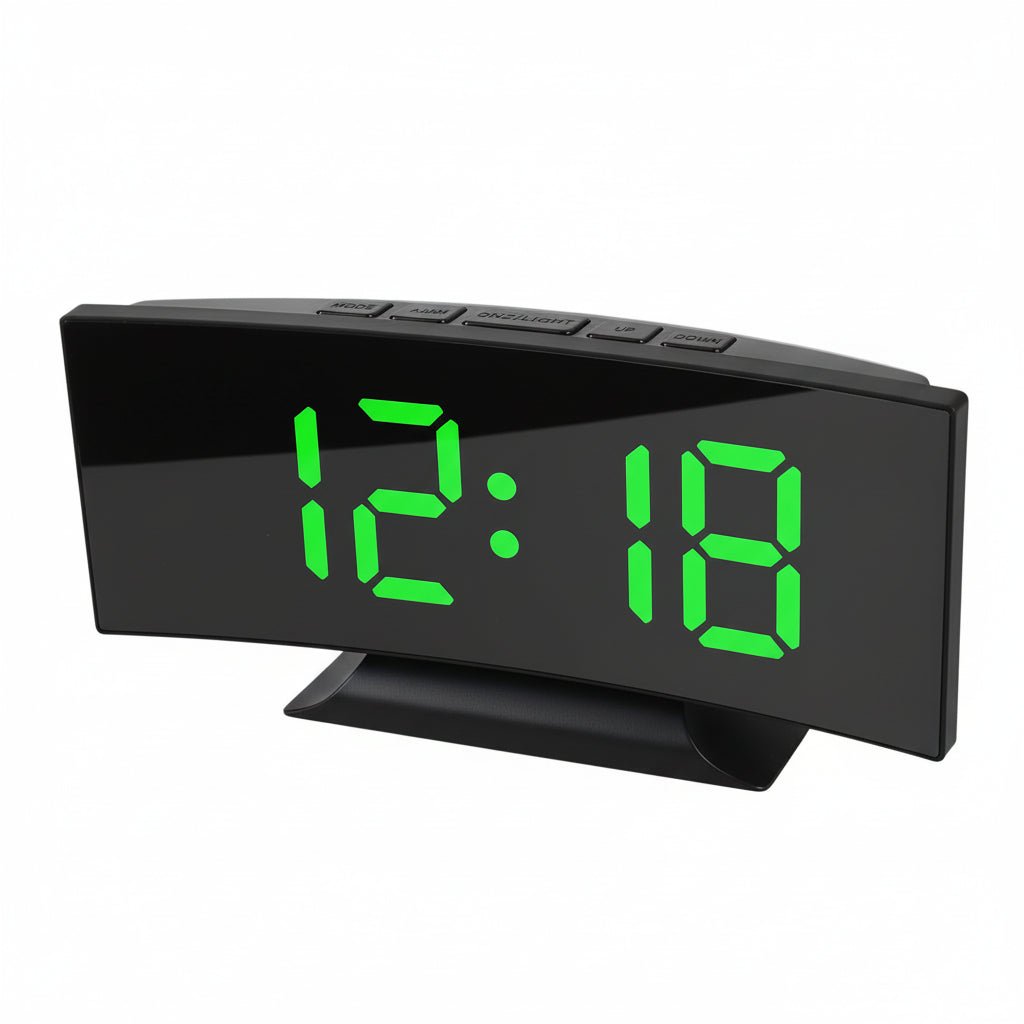 Sleek Digital Alarm Clock with Large LED Display & Noiseless Design