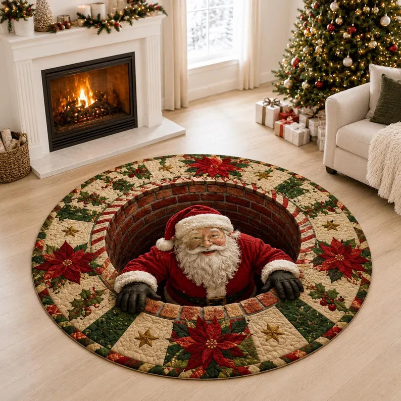 3D Santa Christmas Illusion Rug