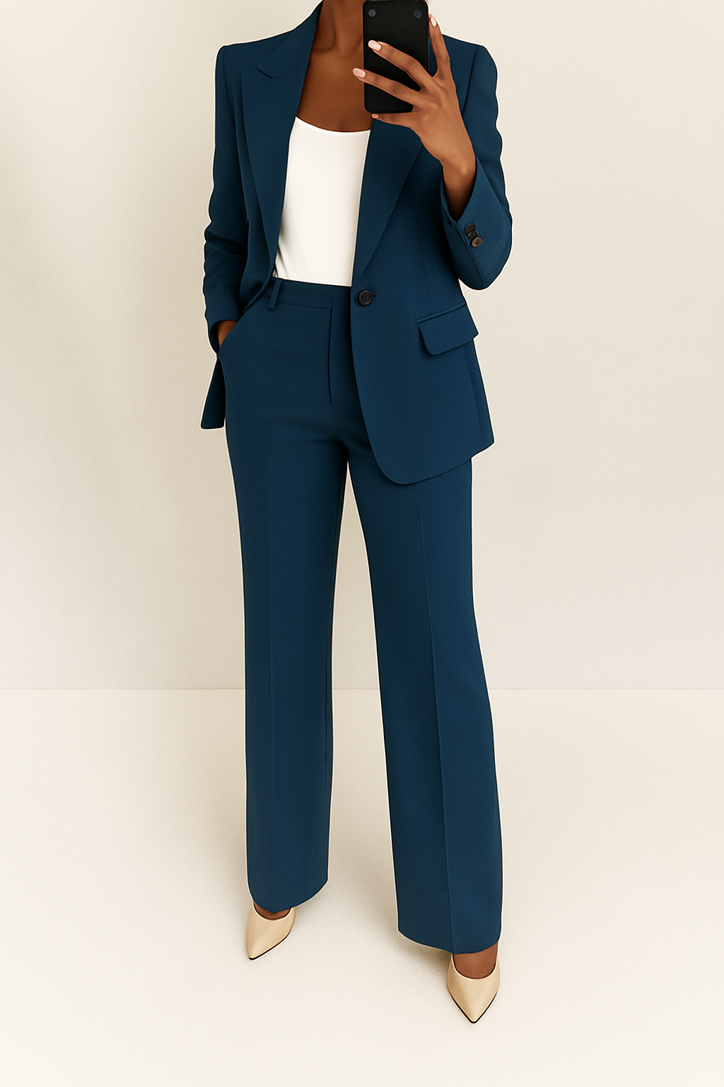 Women's Long-Sleeve Blazer & Trousers Two-Piece Suit