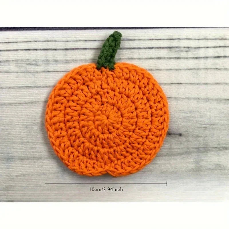 Handmade Crochet Pumpkin Coasters for Fall Table Decor