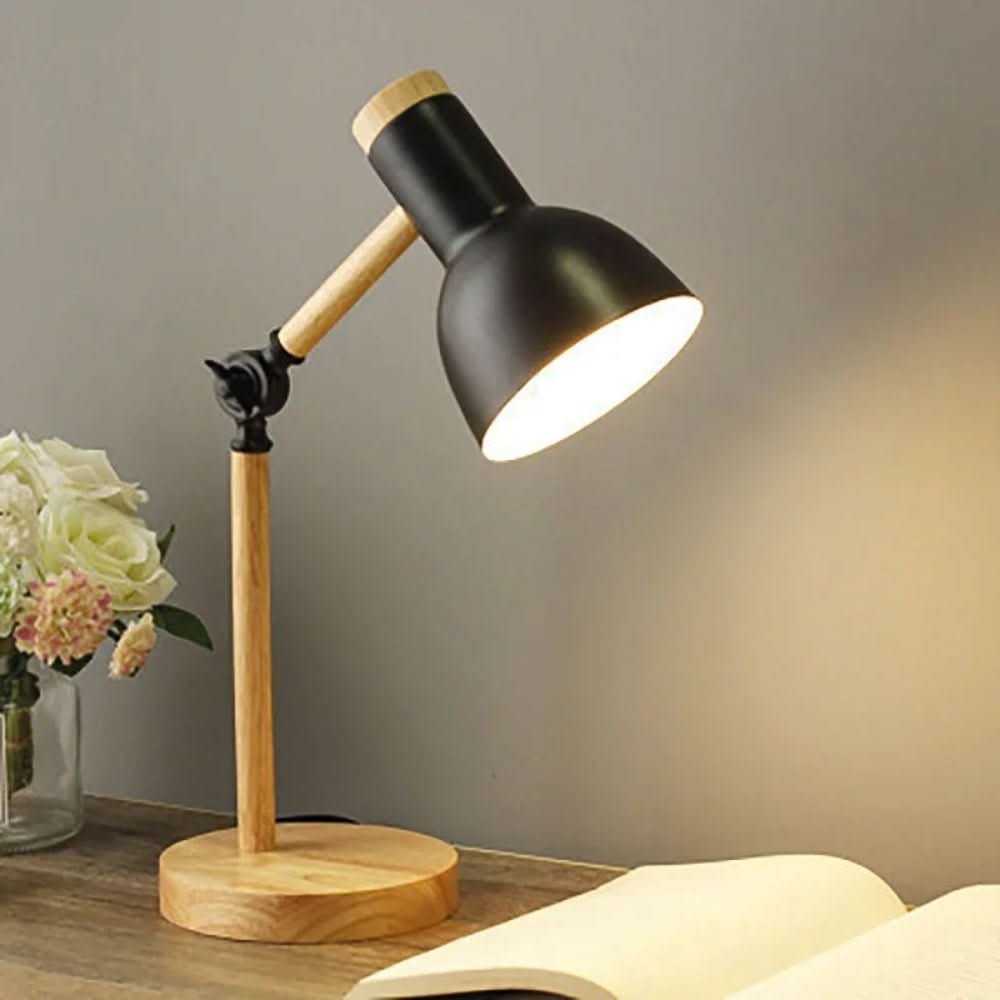 Desk Lamp – Scandinavian Style Table Light with Wooden Base