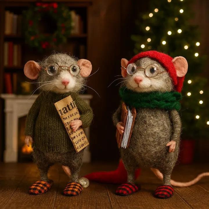 Handmade Felt Mouse Ornaments for Cozy Home Decor