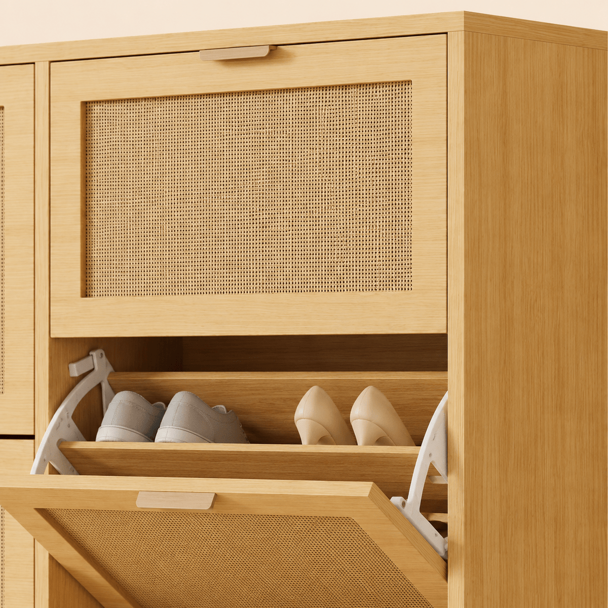 Rattan Shoe Cabinet with 4 Doors