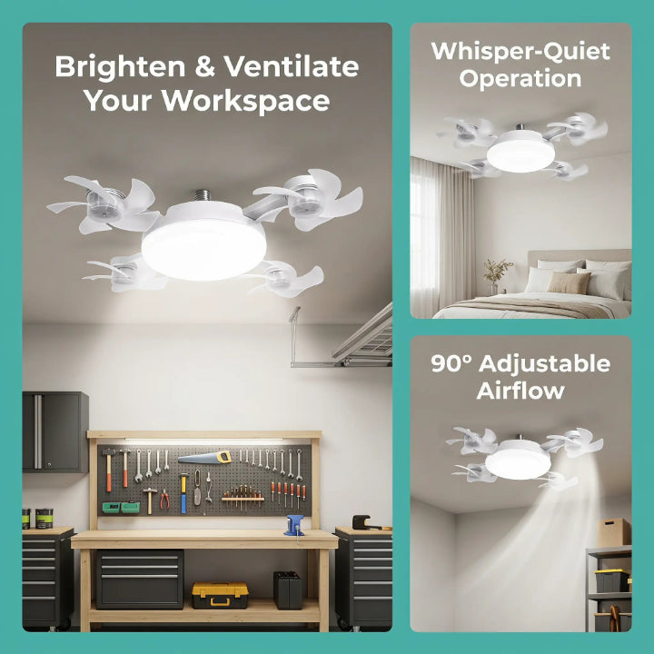Screw-In Ceiling Fan with LED Light, No Wiring