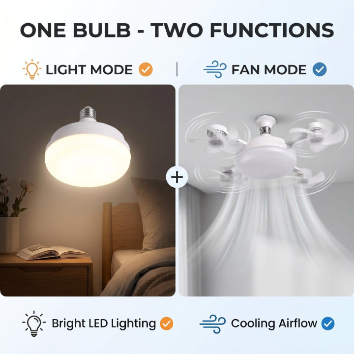 Screw-In Ceiling Fan with LED Light, No Wiring