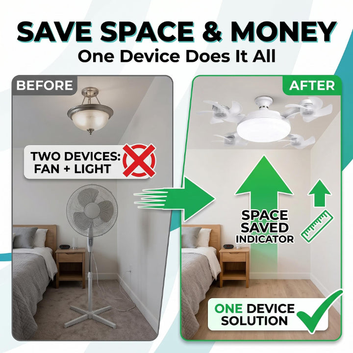 Screw-In Ceiling Fan with LED Light, No Wiring