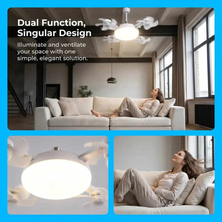 Screw-In Ceiling Fan with LED Light, No Wiring