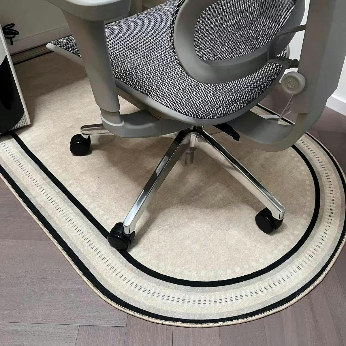 Unisex Velvet Office Chair Mat for Hardwood Floors - Non-Slip Short-Pile Desk Floor Protector - Protective Rolling Chair Rug for Home and Office
