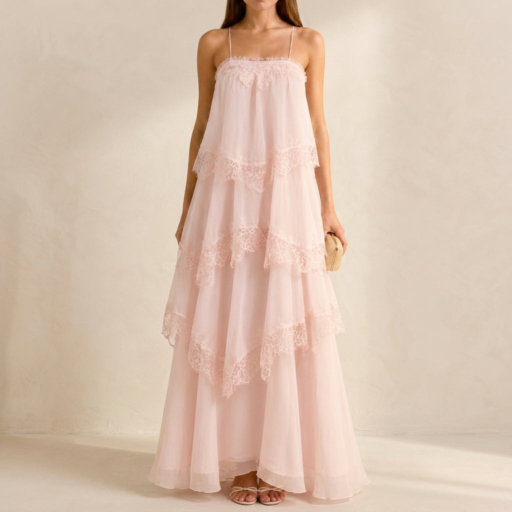 Women's Ruffled Tiered Sleeveless Maxi Dress