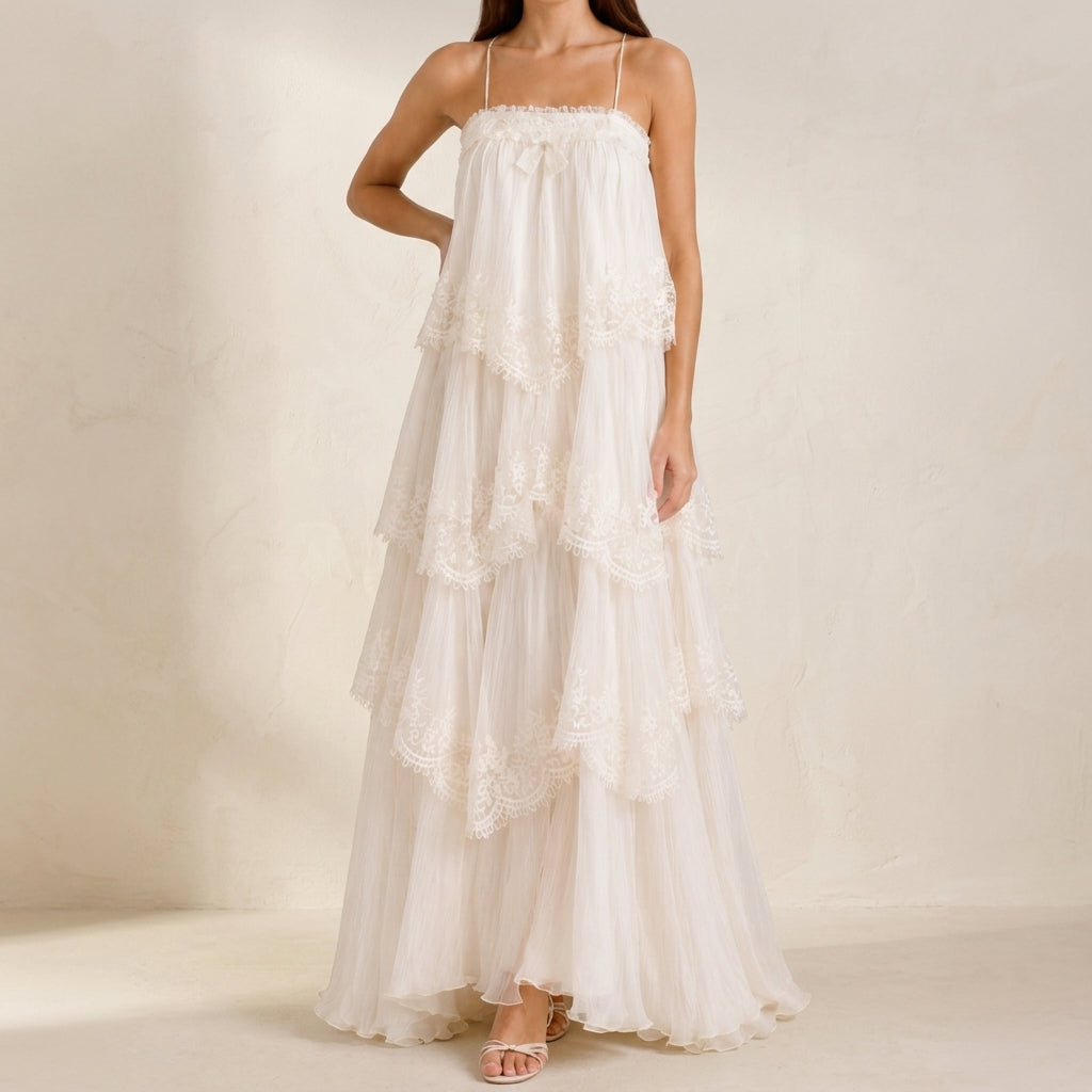 Women's Ruffled Tiered Sleeveless Maxi Dress