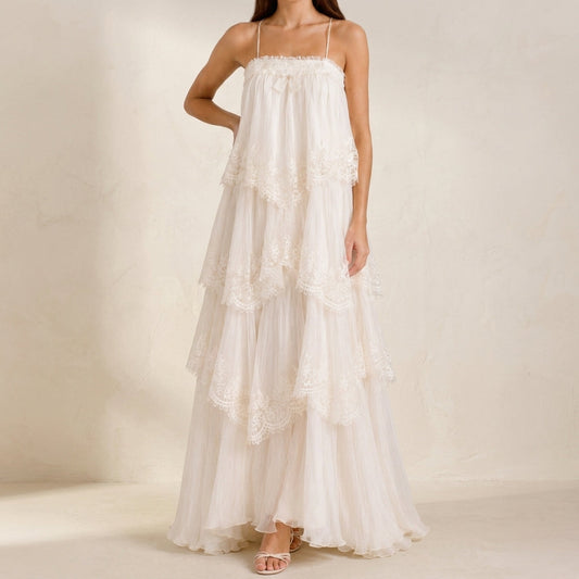 Women's Ruffled Tiered Sleeveless Maxi Dress