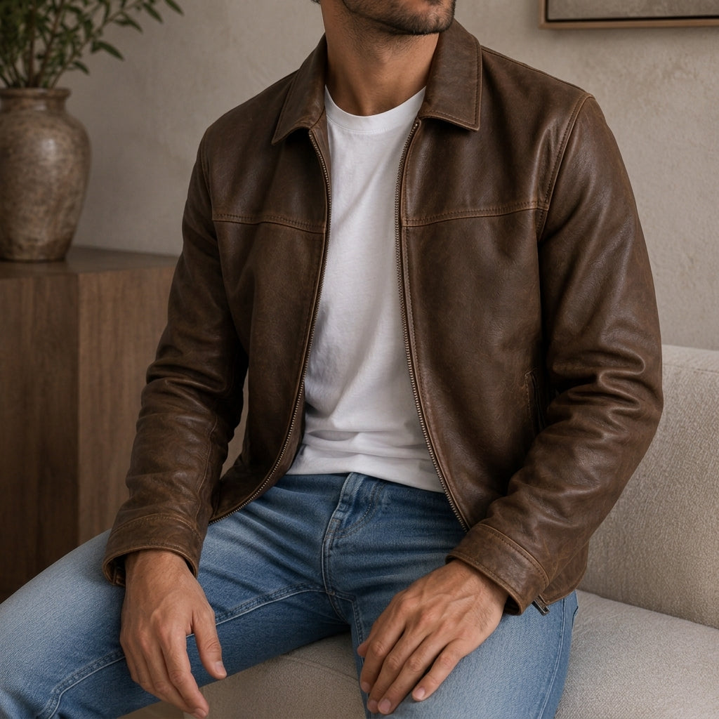 Men's Leather Flight Jacket