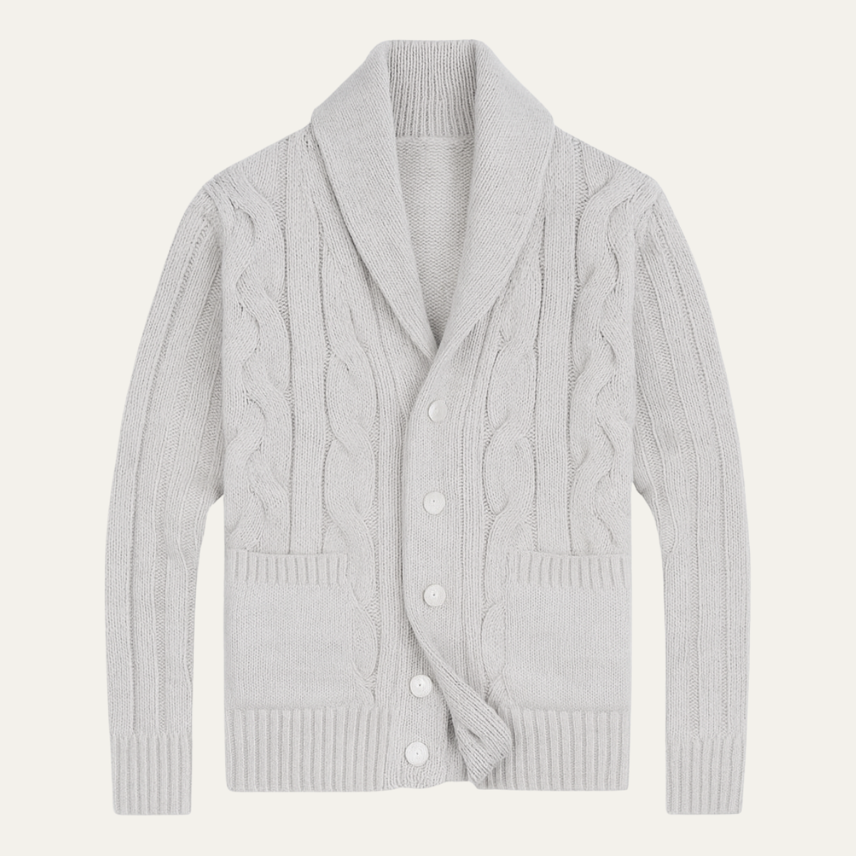 Men's Chunky Cable Knit Shawl Collar Cardigan