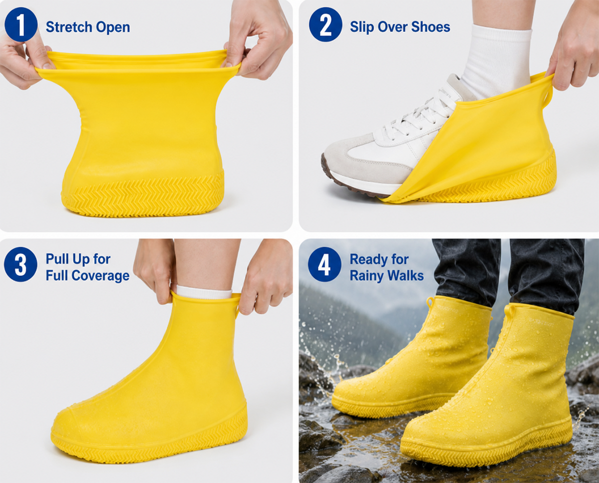 Heavy-Duty Waterproof Rain Shoe Covers, Anti-Slip