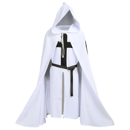 Medieval Knight Tunic with Hooded Cloak Costume