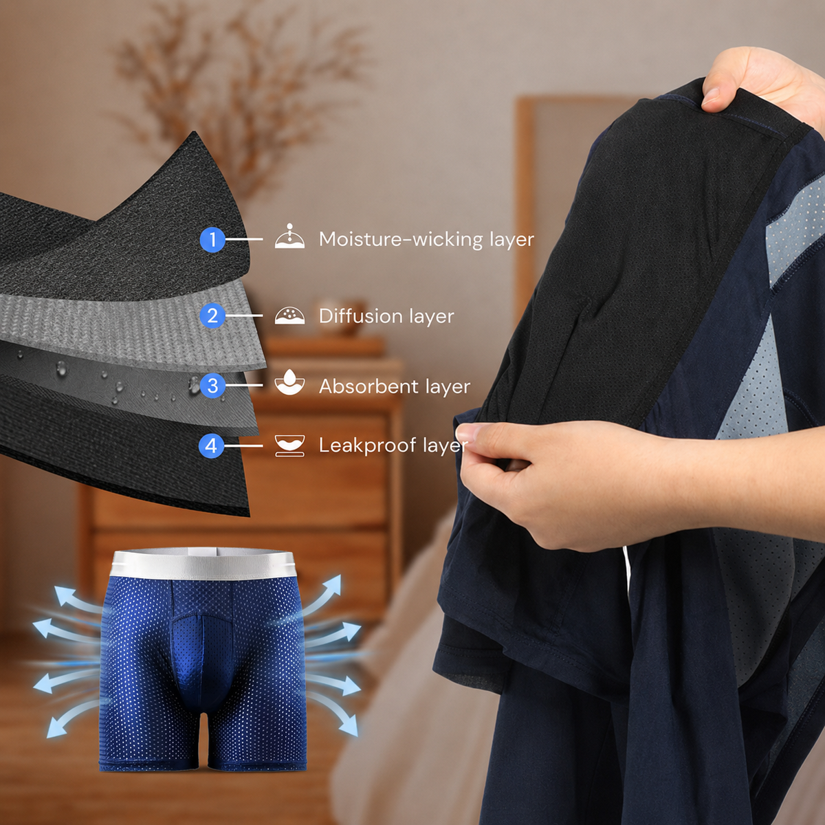 Men's Leakproof Ice Silk Mesh Boxer