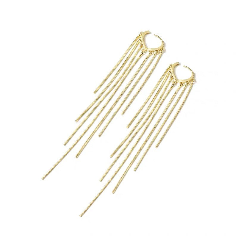 14K Gold-Plated Long Tassel Earrings