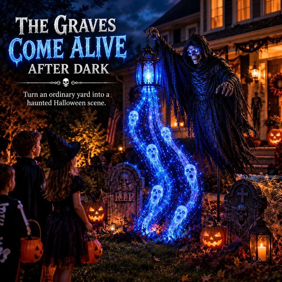 Animated Headless Horseman Halloween Garden Light