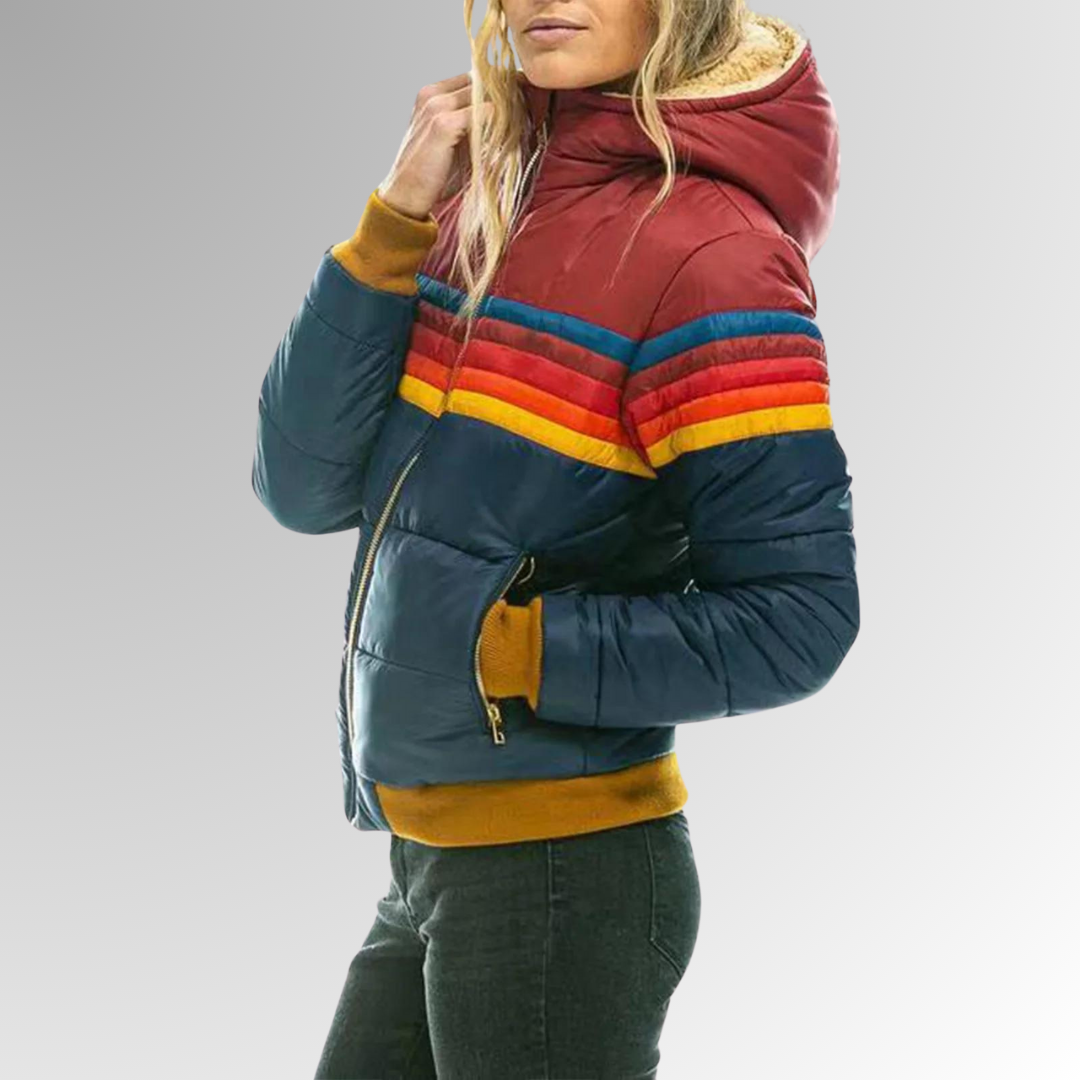 Women's Striped Hooded Puffer Jacket