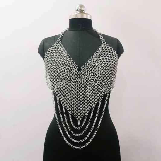 Women's Aluminum Chainmail Halter Top Costume