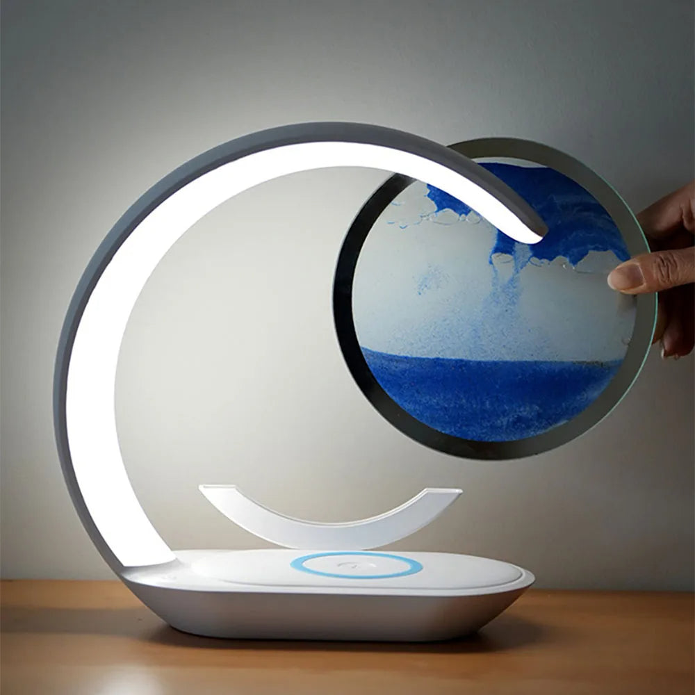 3D Sand Art Table Lamp with Wireless Charger