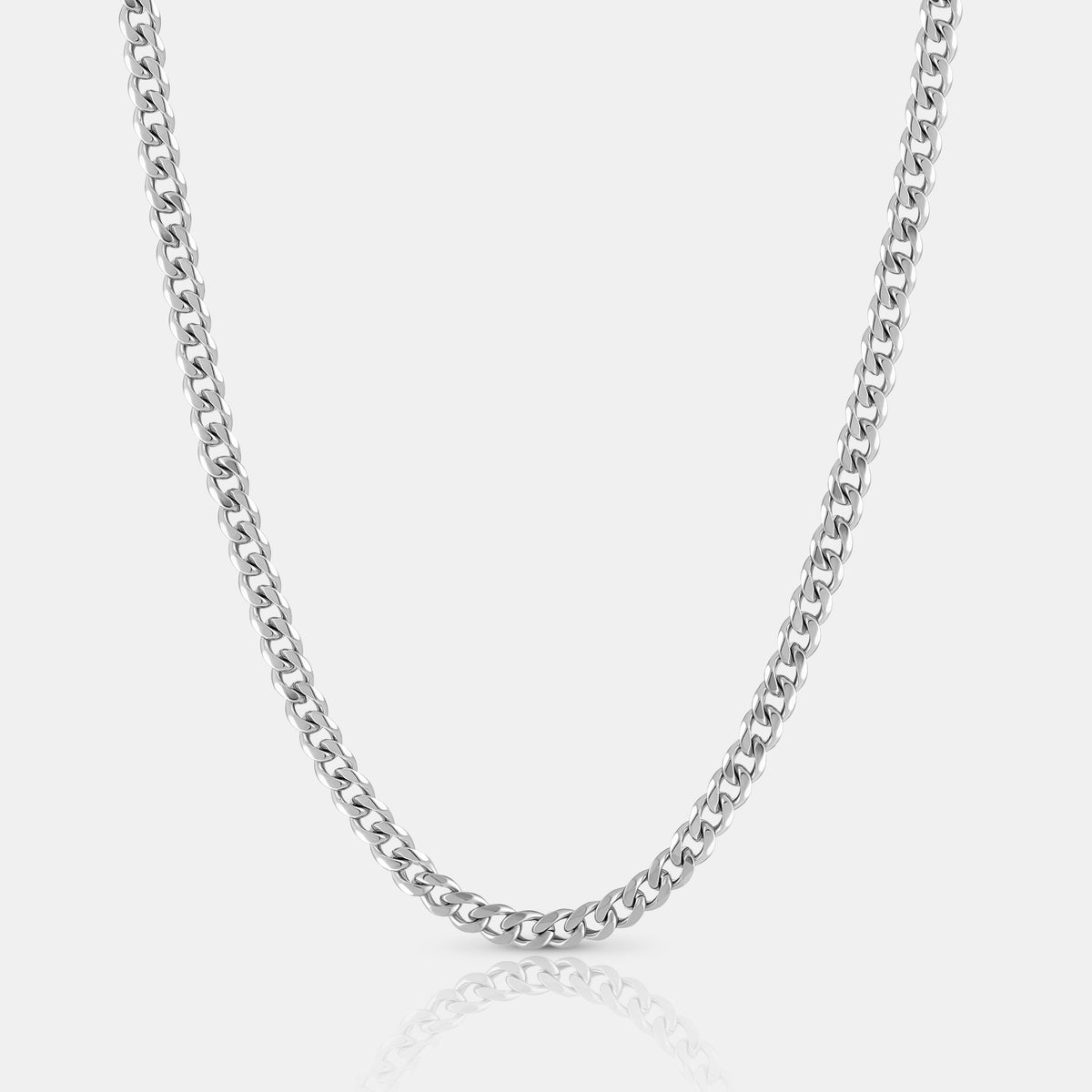 5mm Silver Cuban Link Chain Necklace