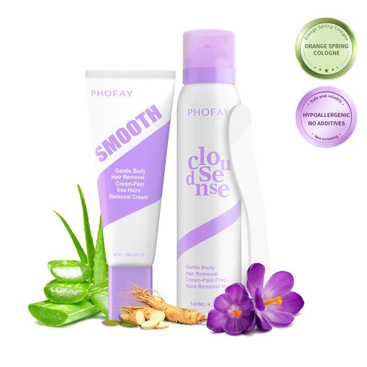 Hair Removal Cream and Mousse Set for Underarms, Legs and Bikini Area – Citrus Scent