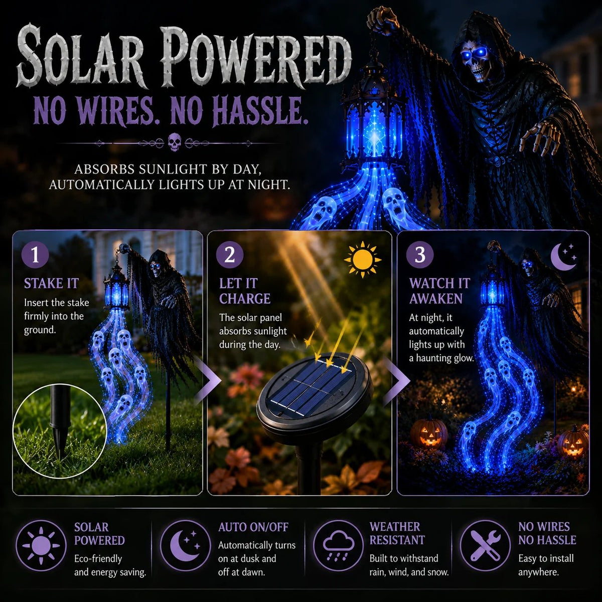 Animated Headless Horseman Halloween Garden Light