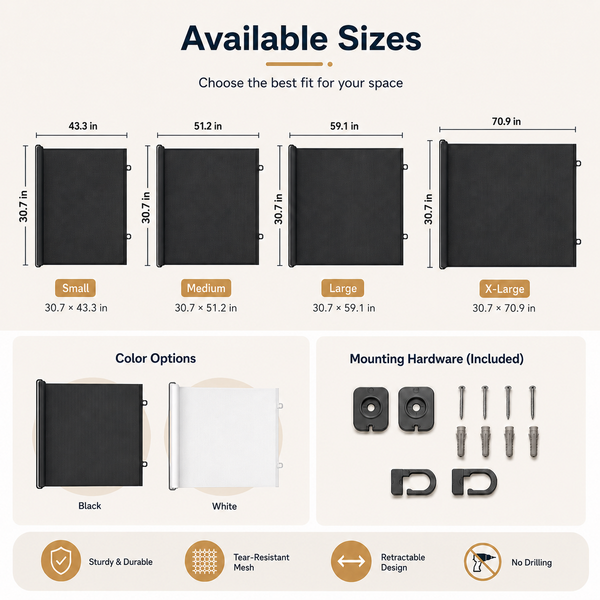 No-Drill Retractable Pet Gate