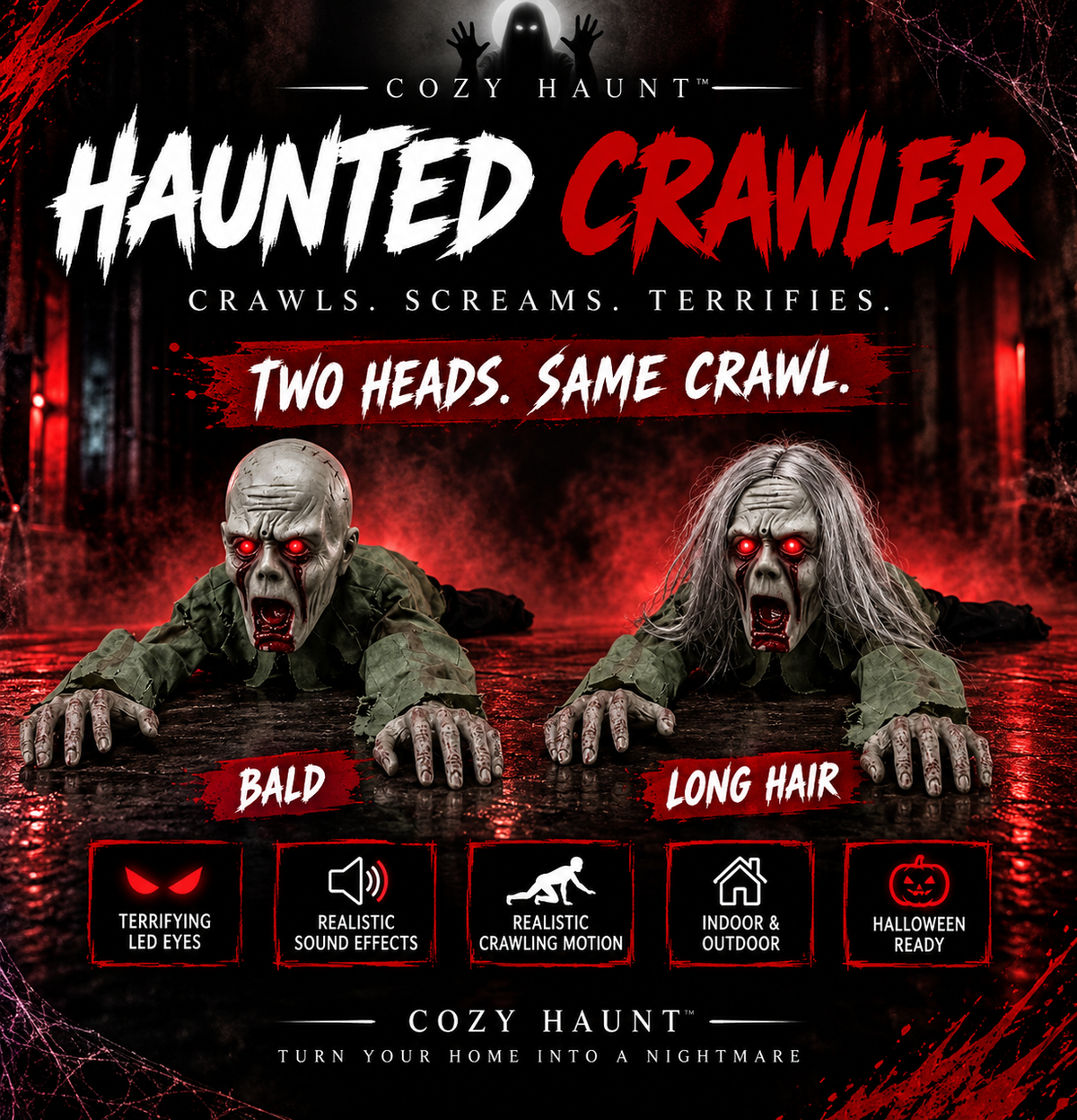 Animated Crawling Zombie Halloween Prop