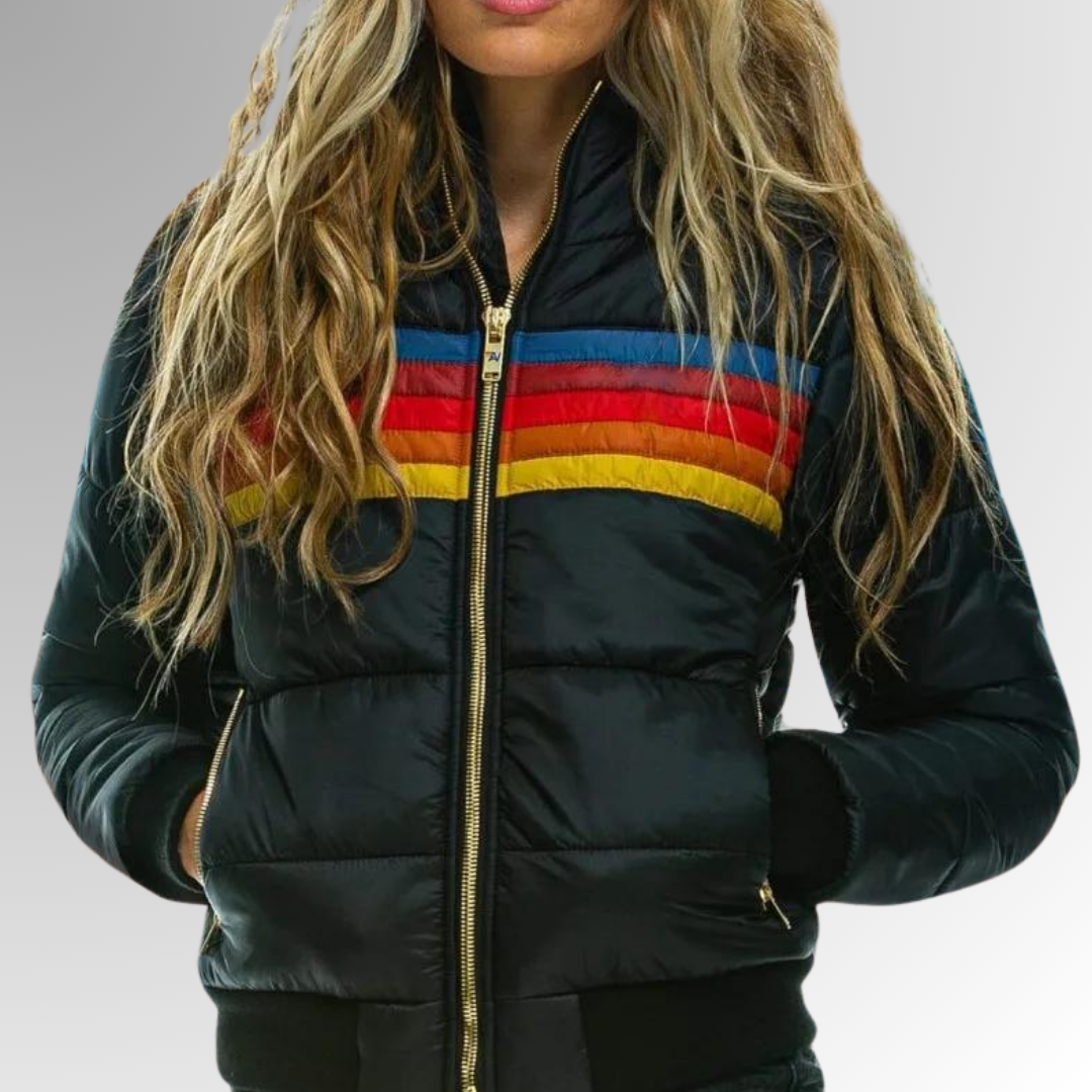 Women's Striped Hooded Puffer Jacket