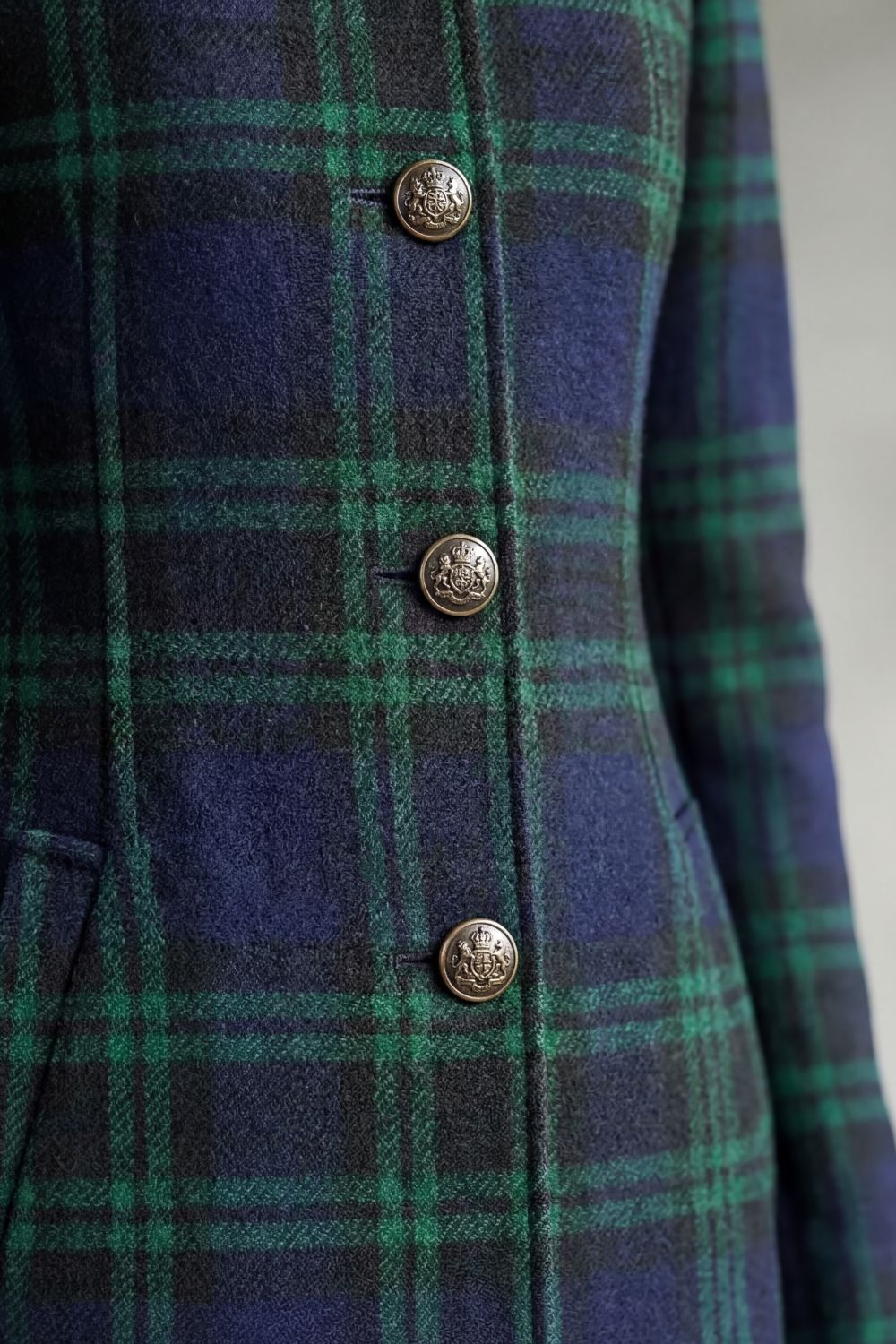 Women's Tartan Stand Collar Overcoat