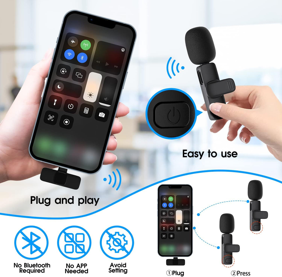 2 Pack Wireless Microphone For
