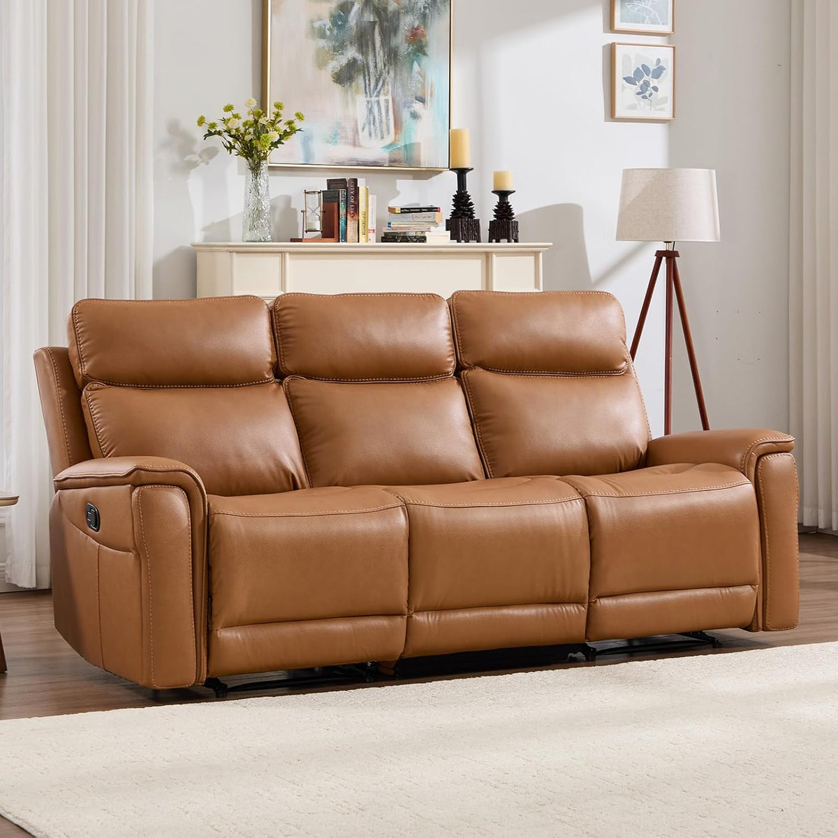 3-Seater Manual Reclining Sofa with Cup Holders