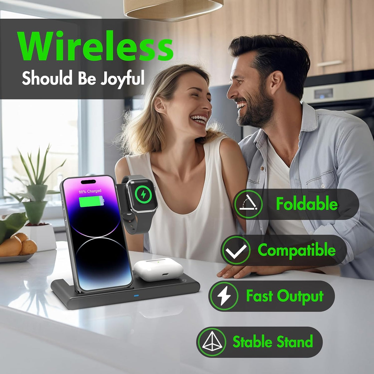 3 IN 1 Wireless Fast Charger Stand For Watch And Airpod