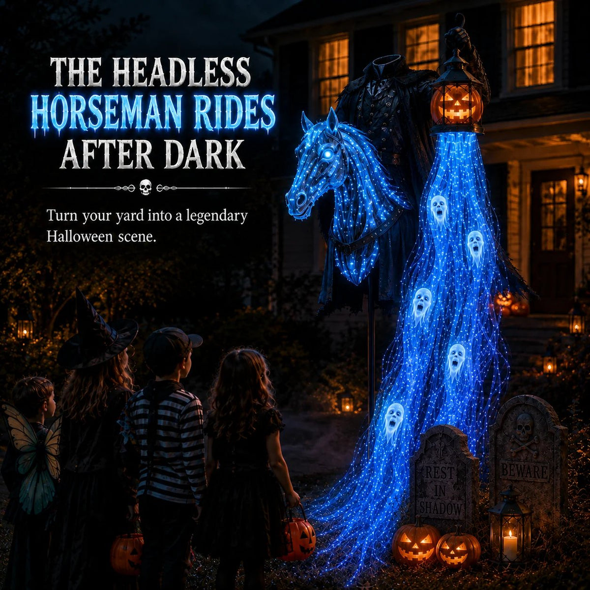 Animated Headless Horseman Halloween Garden Light