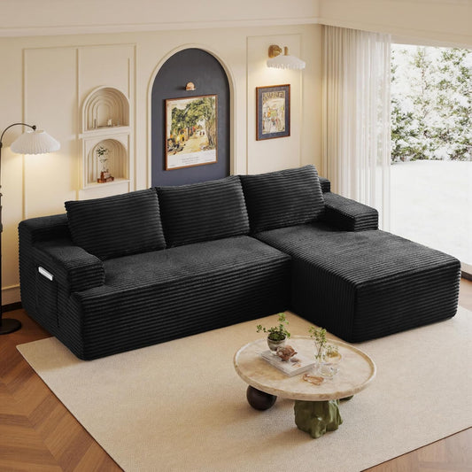 L-Shaped Modular Cloud Sectional Sofa with Chaise