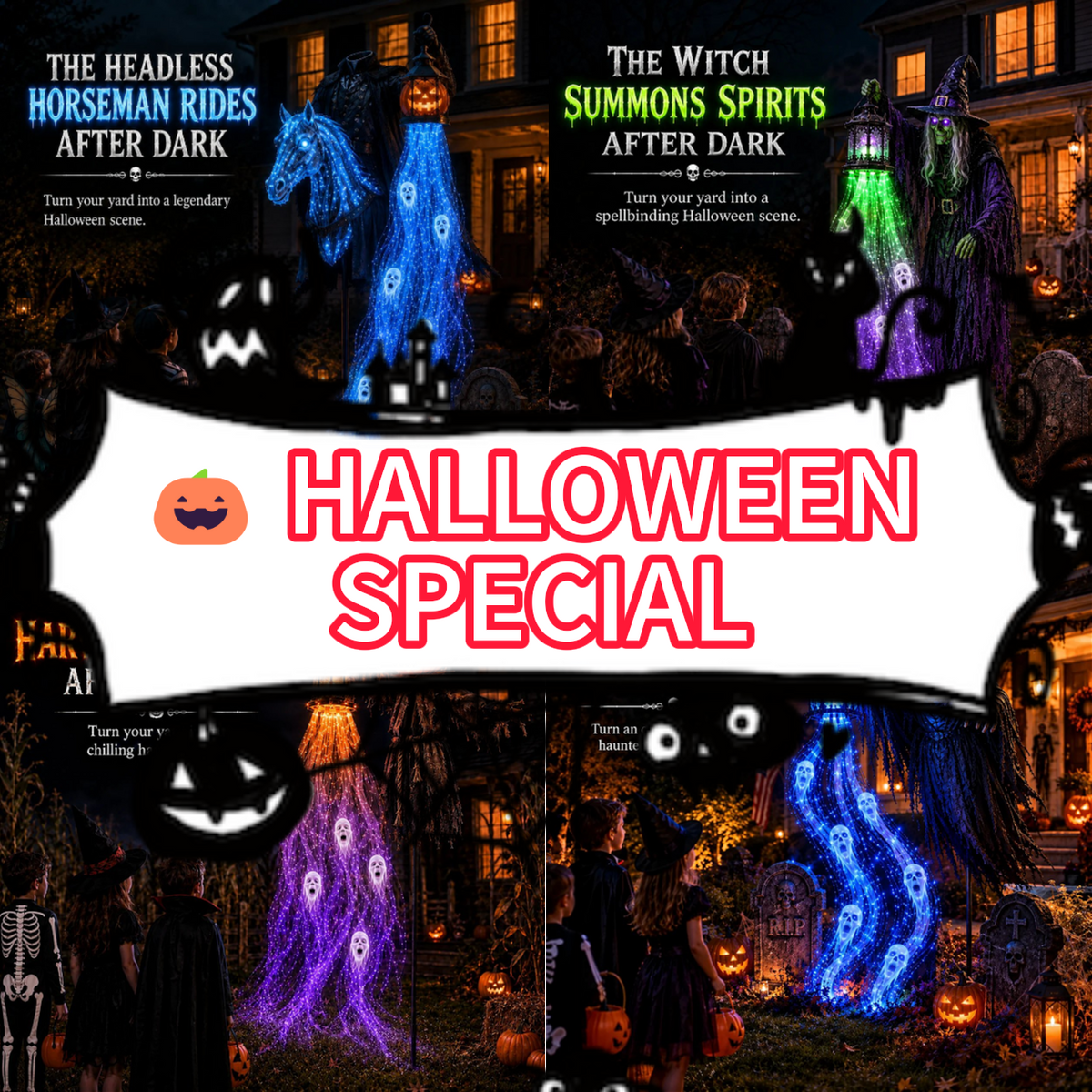 Animated Headless Horseman Halloween Garden Light