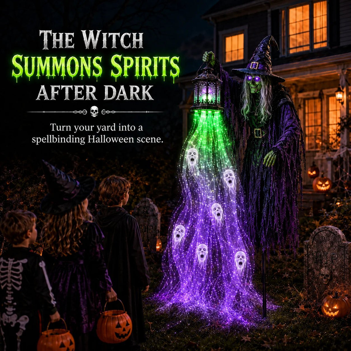 Animated Headless Horseman Halloween Garden Light