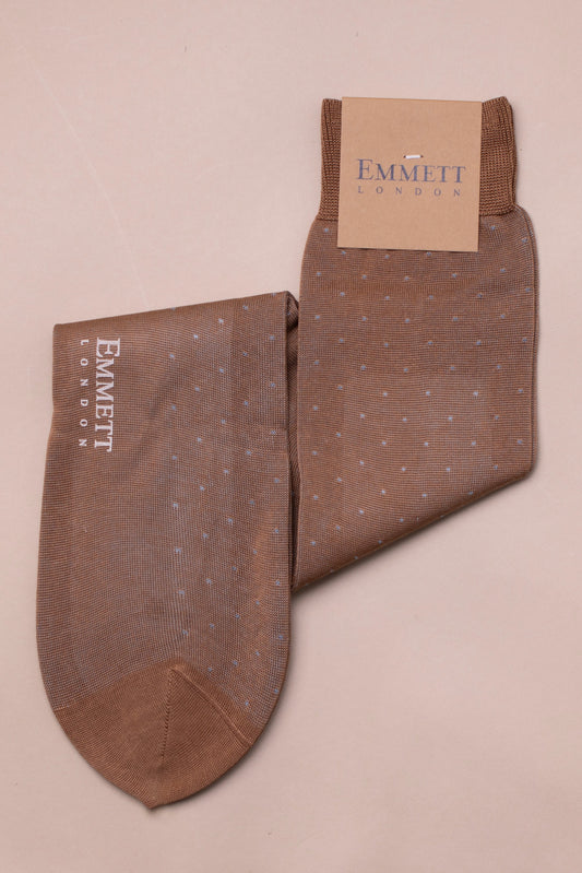 SUPPLIED BY TOM - Beige and Blue Polka Dot Socks