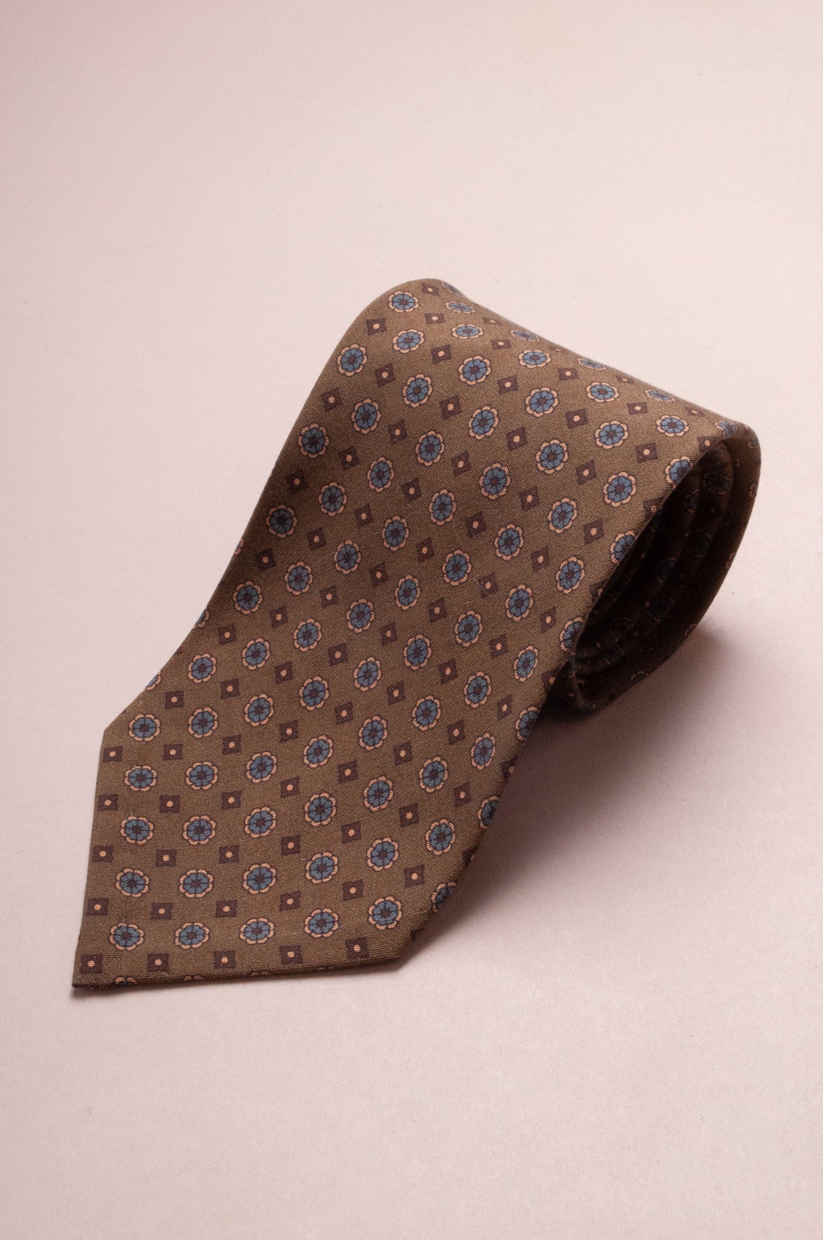 SUPPLIED BY TOM - Brown Vintage Design Silk Tie